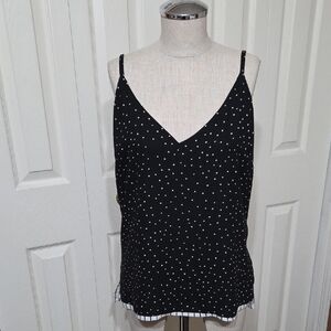 White House Black Market Black and White Polka Dot Camisole
